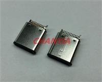 USB3.1公头Type-C焊板式12pin亮面镀镍带夹板针接口有塑胶缓冲圈